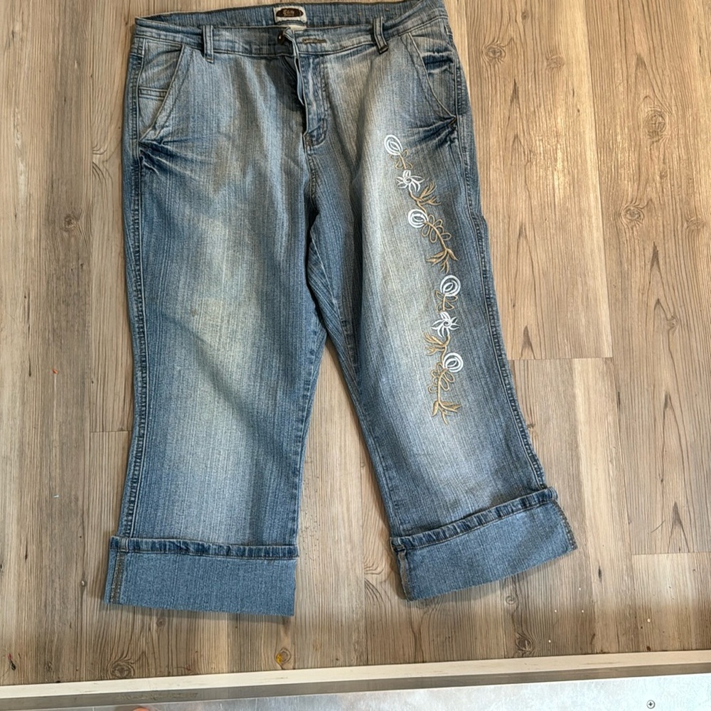 capri jeans with embroidery floral. Size 13/14‎ women’s